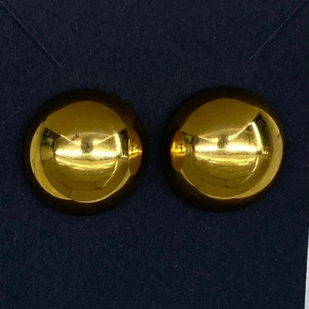 Vintage Napier Gold Tone Dome Button Post Earrings, Signed